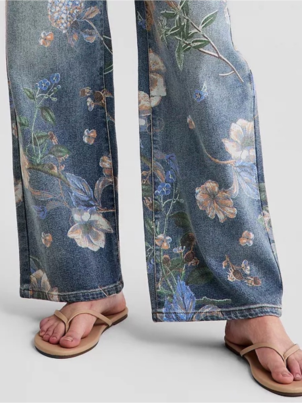 125- And Now This Mid Rise Wide Leg Floral Denim Jeans Size 31 - Picture 4 of 6